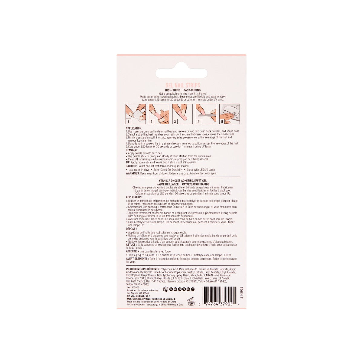 Back details of Ardell Nail Gel Nail Strips packaging