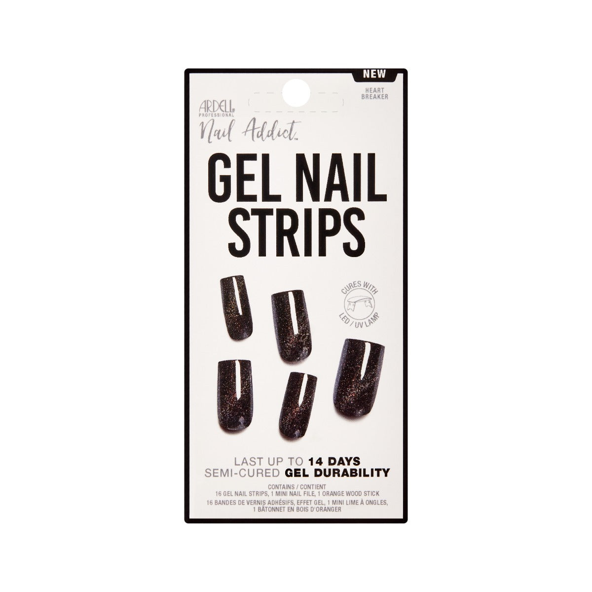 Front face of Ardell Nail Addict Gel Nail Strips sealed packaging.