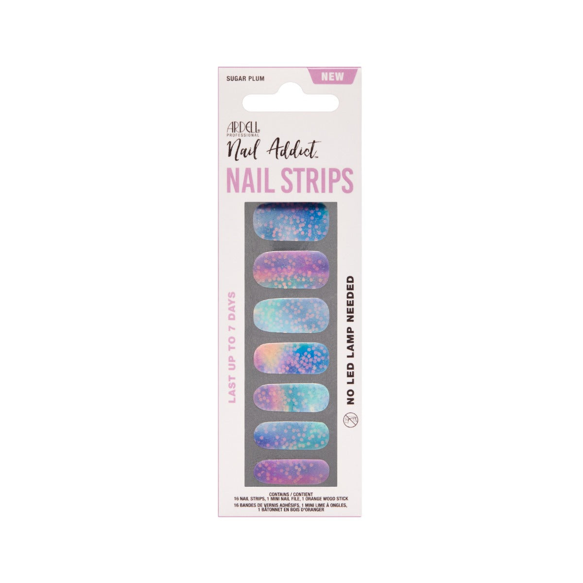 Front view of sealed Ardell Nail Addict Nail Strips packaging.