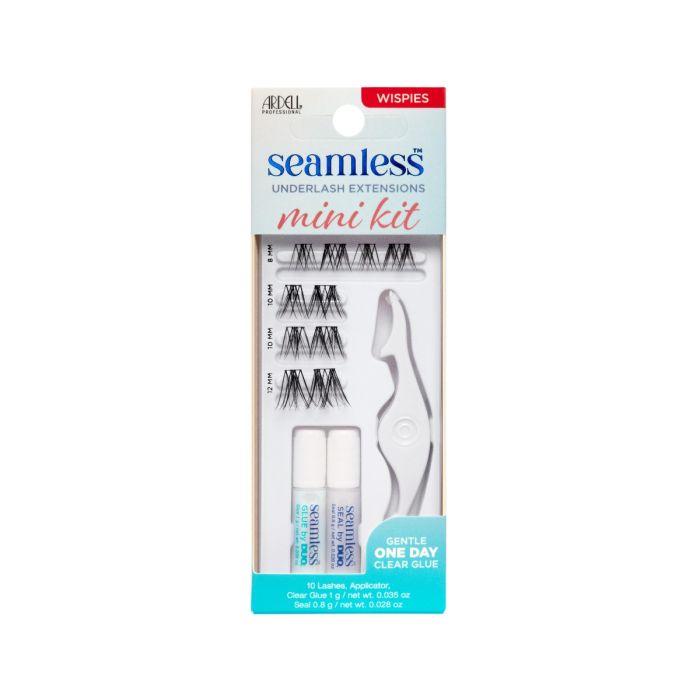 Ardell Seamless Underlash Extensions Mini Kit in Wispies – Front view with wispy lash clusters.
