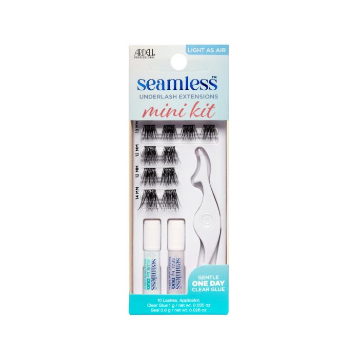 Ardell Seamless Underlash Extensions Mini Kit in Light As Air – Front view with natural lash clusters.