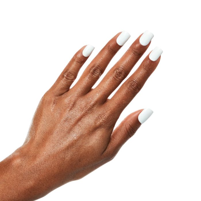 White Coral gel polish featured on manicured nails, offering crisp, pure white color and salon-quality gloss.