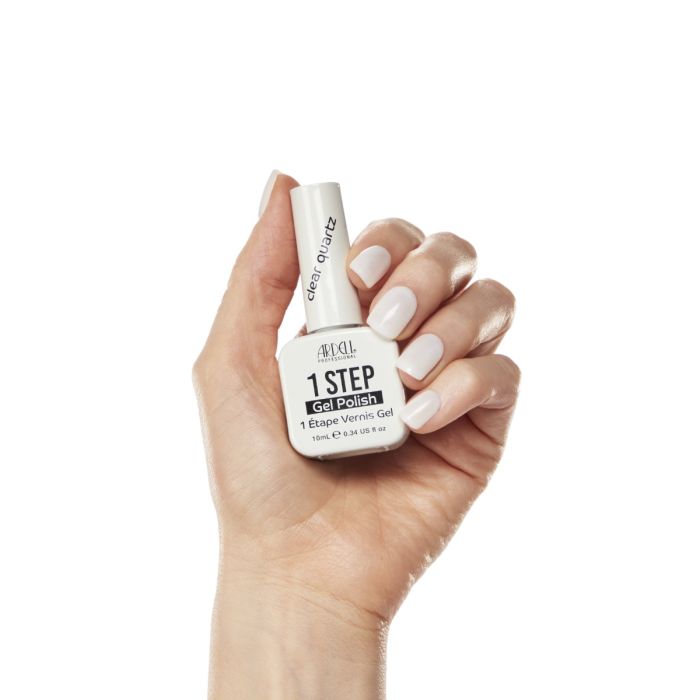 Clear Quartz gel polish swatch dot showing a transparent, high-gloss finish perfect for a clean manicure look.