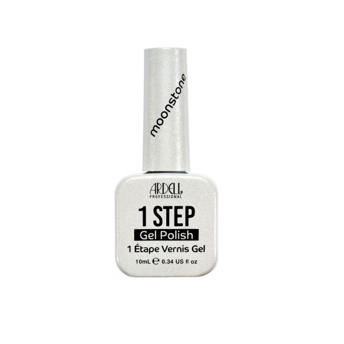 Ardell Moonstone 1 Step Gel Polish in shimmering pearl white, ideal for a luminous, salon-quality manicure at home.