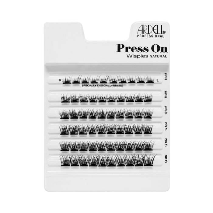 Tray of Ardell Press-On Wispies Natural Lashes, 60 Count with natural-looking pre-glued segments.
