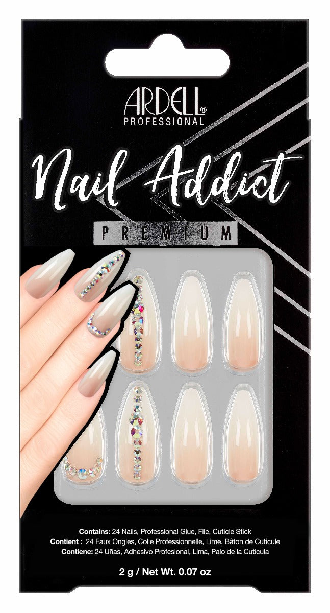 Ardell Nail Addict Premium Nail Set, Nude Light Crystals color color in a wall-hook ready box