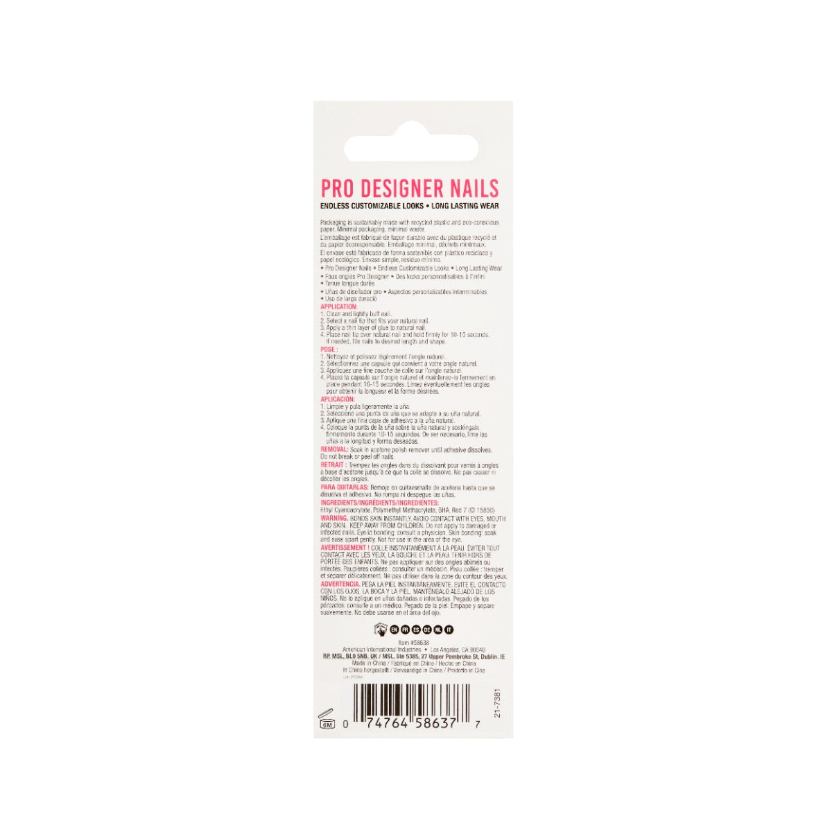 Back of packaging containing additional information
