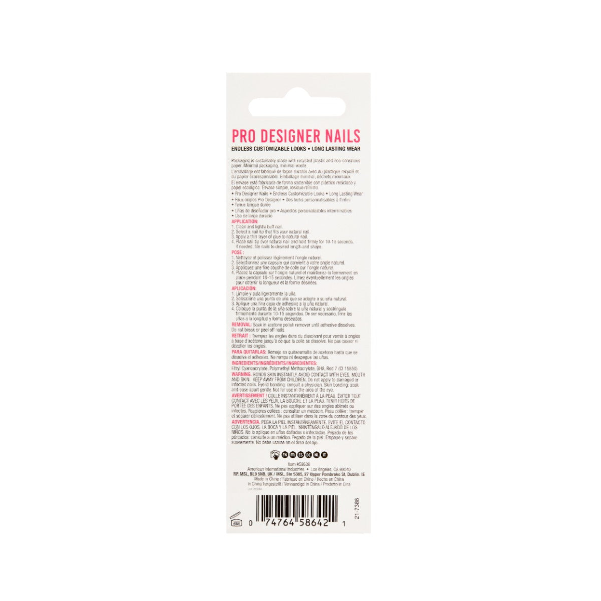 Back of packaging containing additional information
