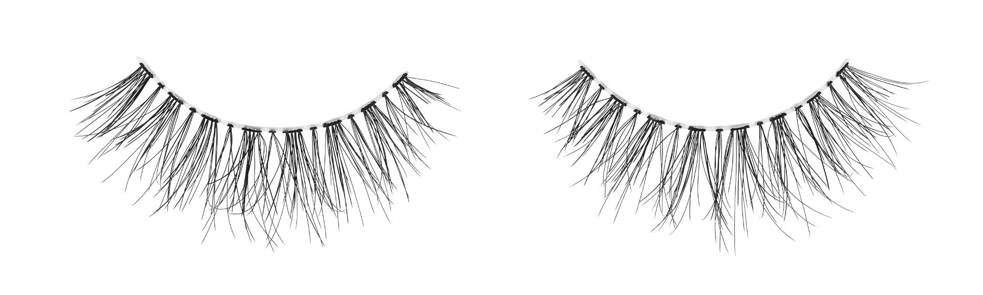 Pair of Ardell Naked Lash 425 false lashes side by side featuring soft and comfortable Invisiband lash band