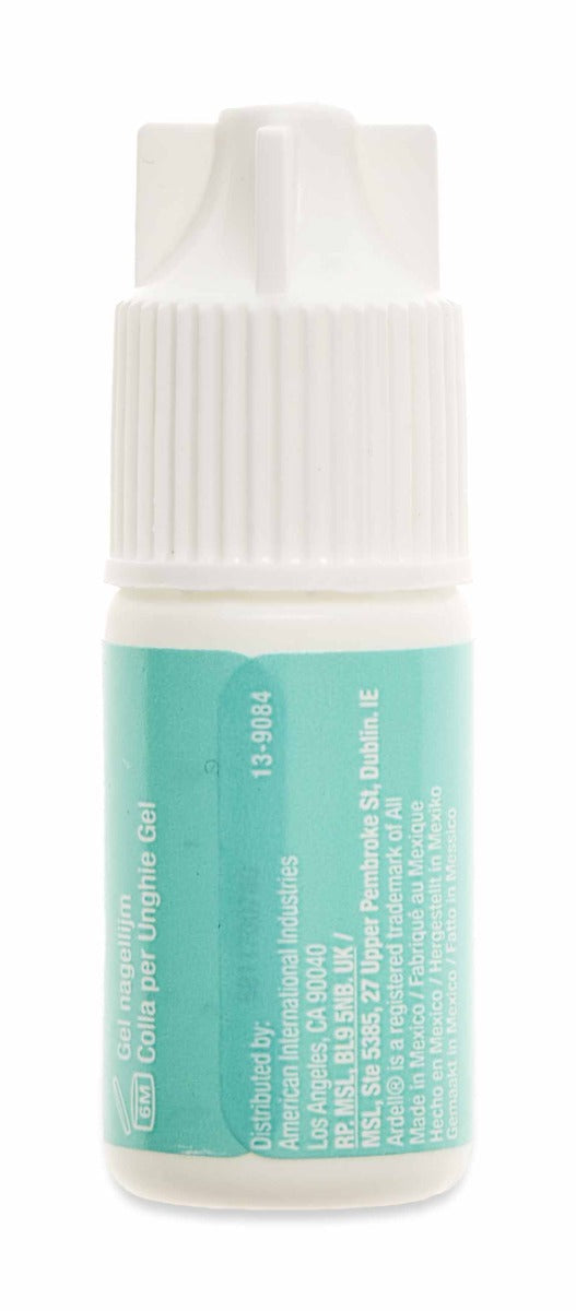 Ardell Nail Addict Gel Nail Glue side label with product information and distributor details in multiple languages.