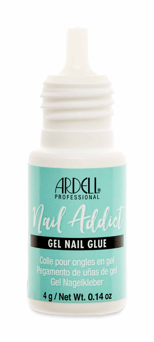 Front-view of Ardell Nail Addict Gel Nail Glue 0.14-ounce capped container with printed label text