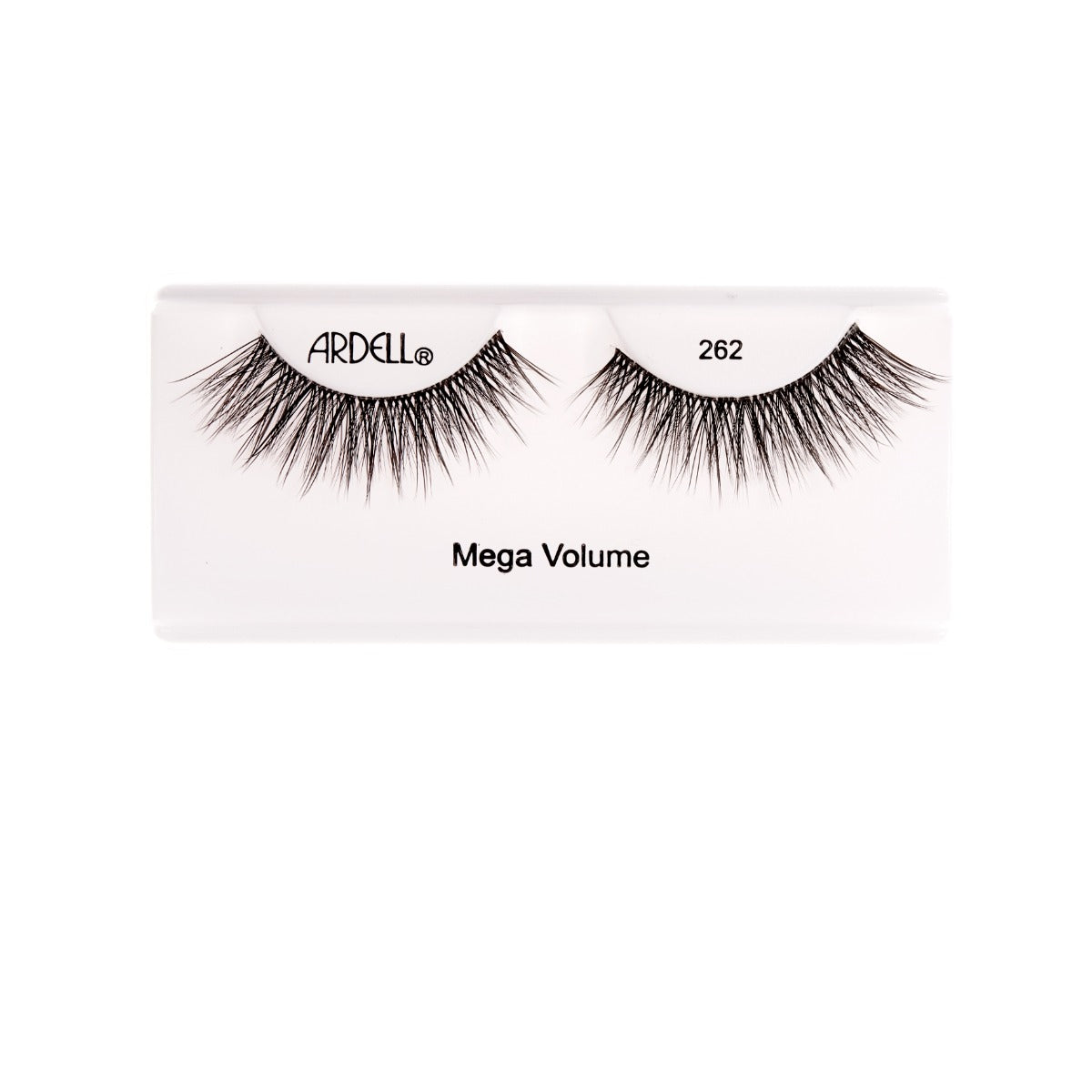 Ardell Mega Volume Lashes 262 – Long, full-volume false lashes with tapered tips for a glamorous, high-impact effect.