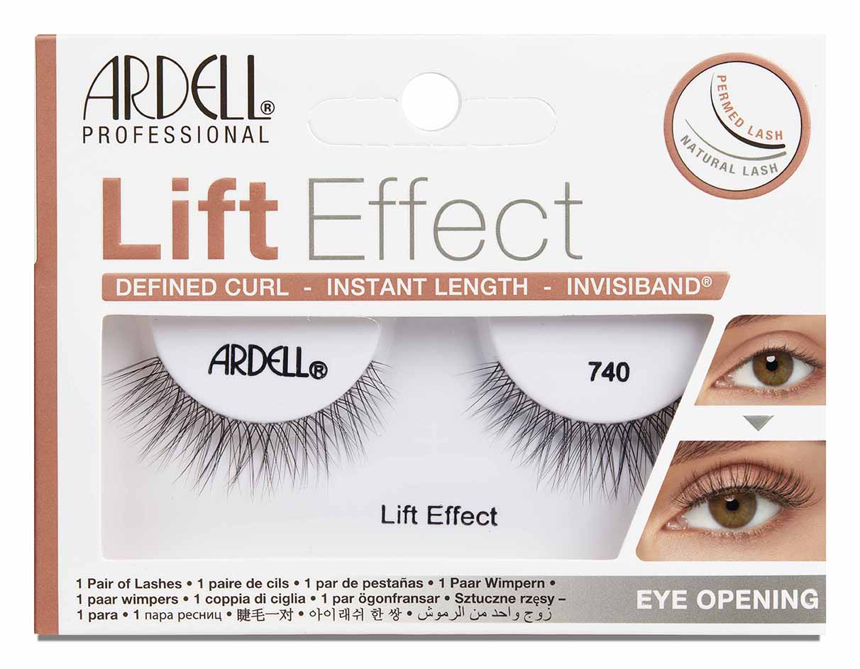 Front view of an Ardell Lift Effect 740 false lashes set in complete retail wall hook packaging