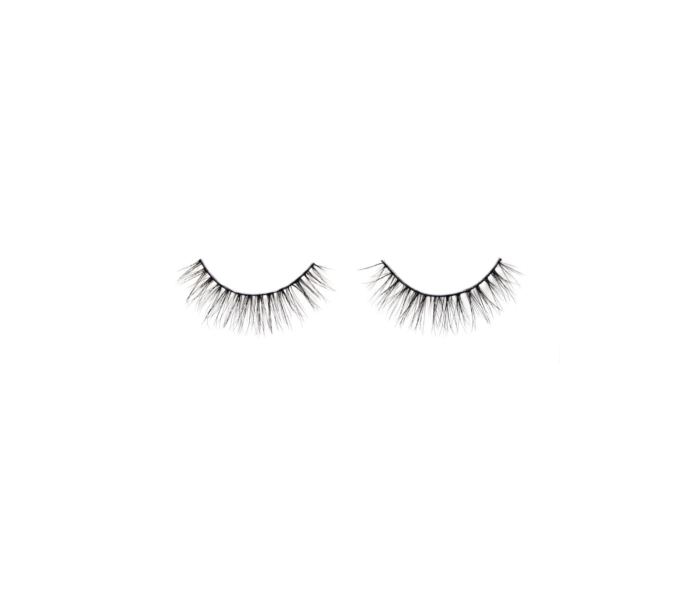 One pair of Ardell Eco Lashes 451 upper false lashes side by side lay in white color setting