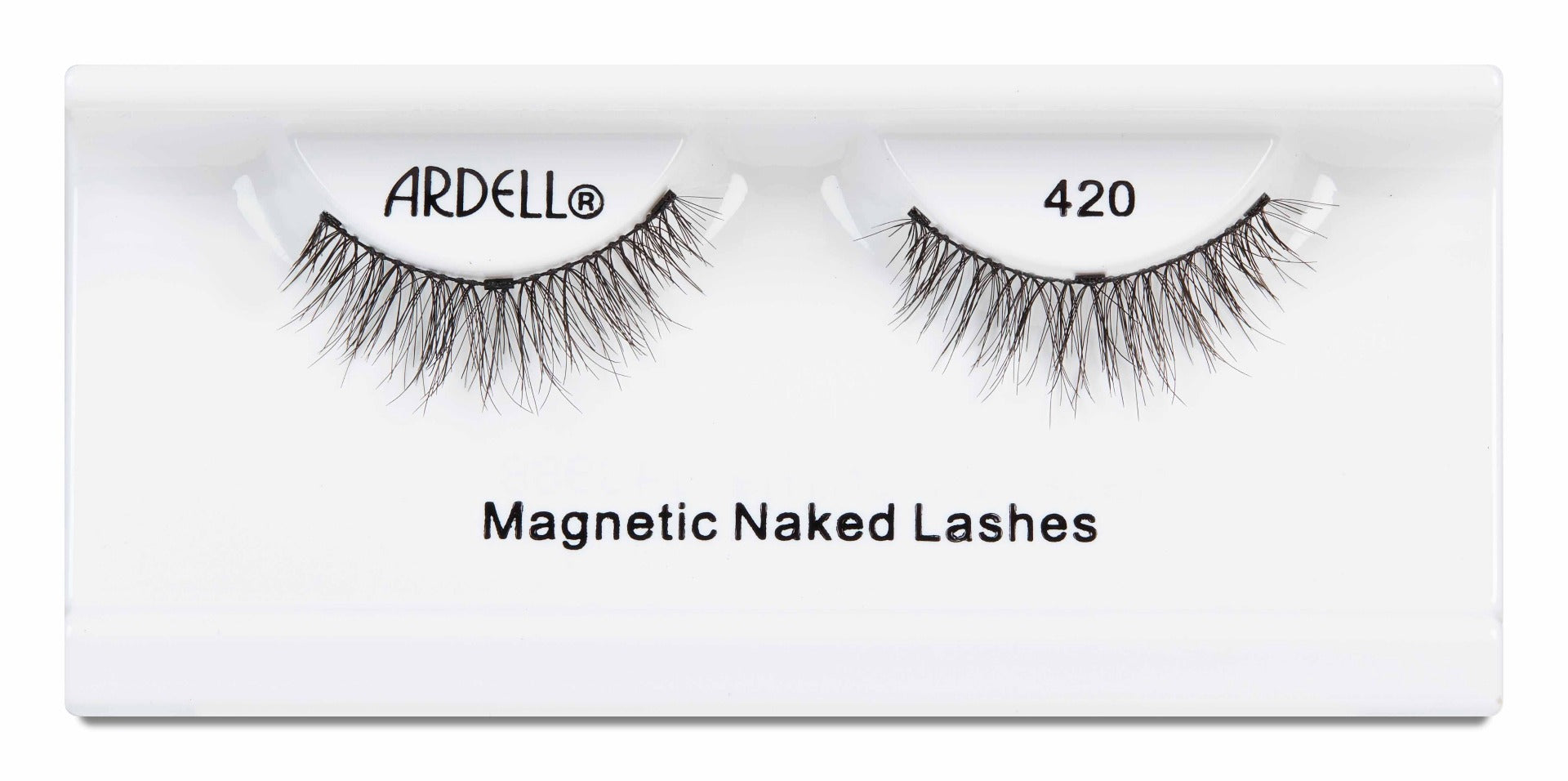 Frontage of a 420 magnetic lash collection from Ardell place in its inner plastic packaging