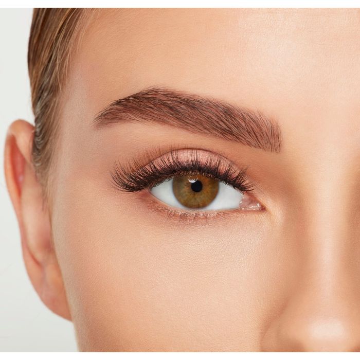 Close-up eye view featuring Ardell 861 lashes with soft volume and seamless natural blend.