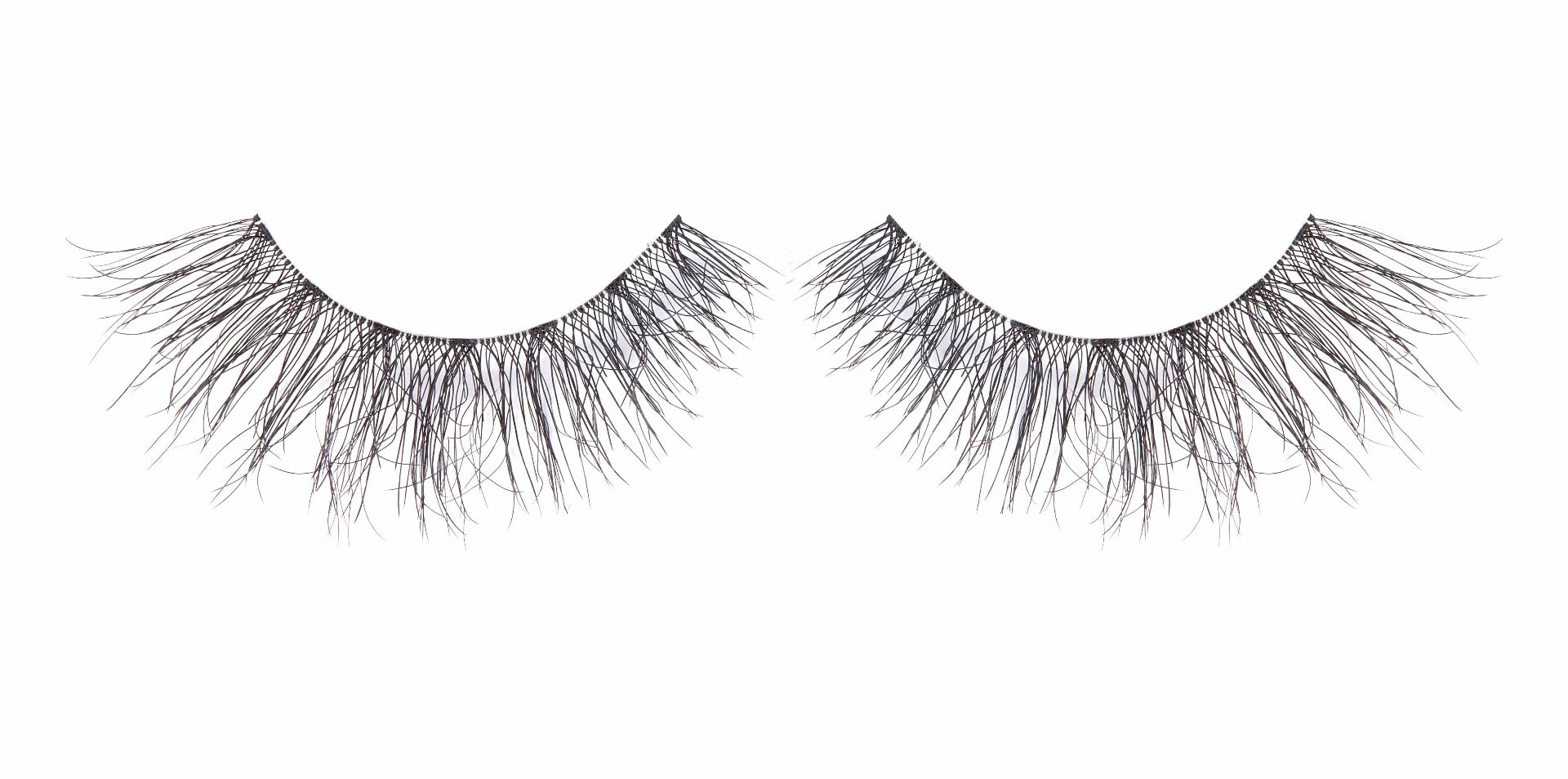 A single pair of Ardell Textureyes Lash 576 showing its slightly flared style that elongates at the outer corner