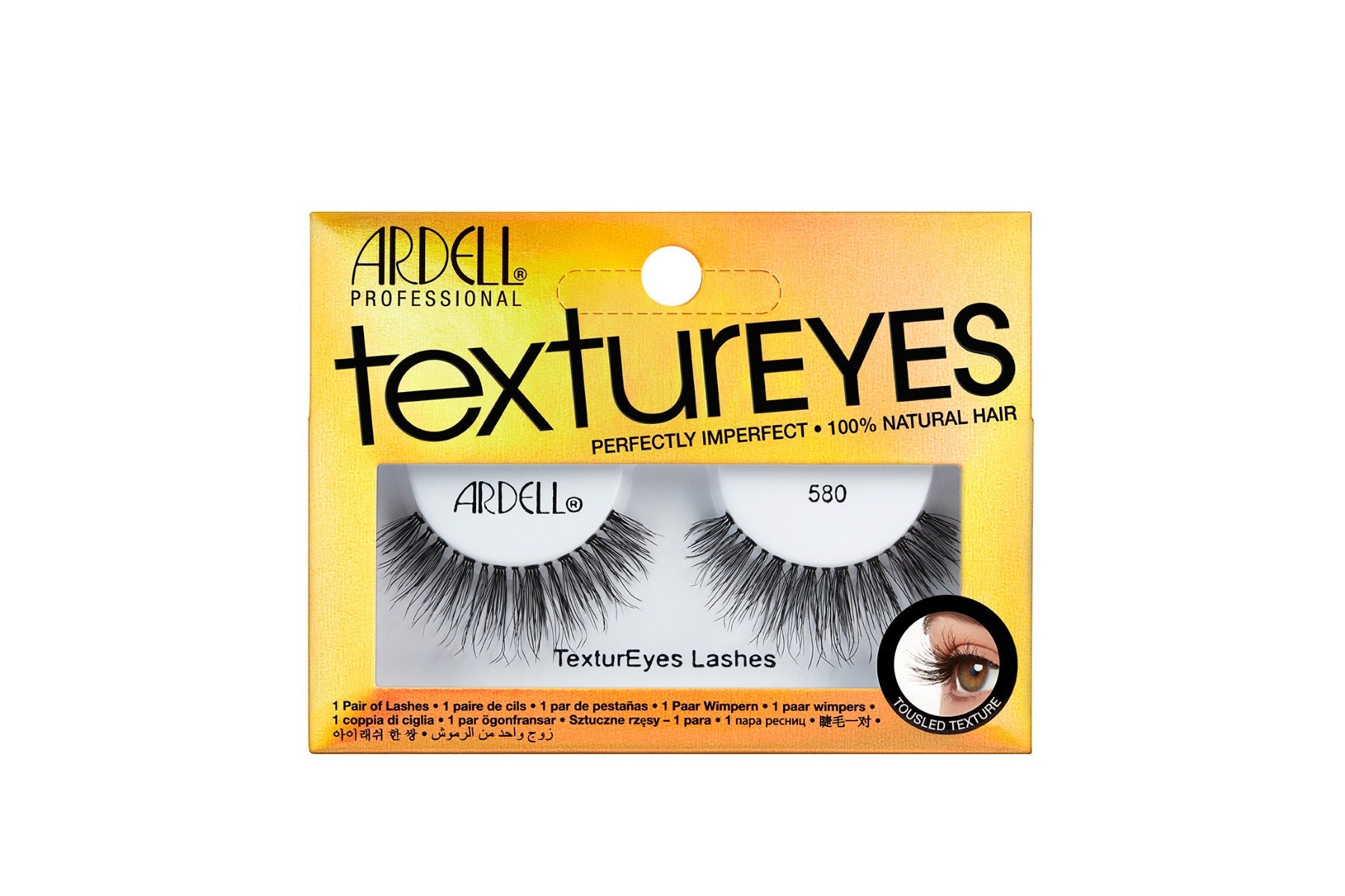 Ardell Textureyes Lash 580 was placed into its retail packaging, with some texts written on it.