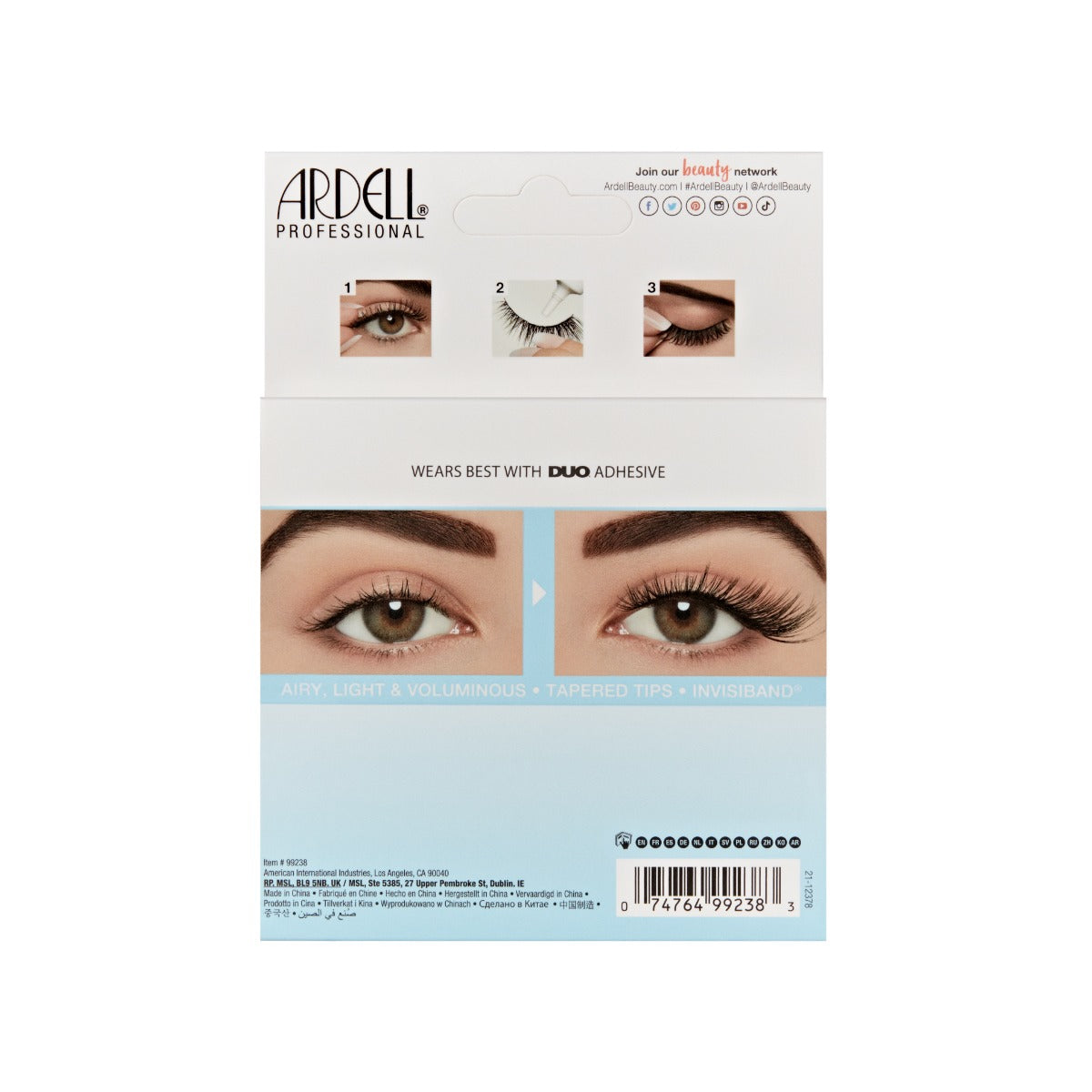 4 pair of lashes in back of packaging 
