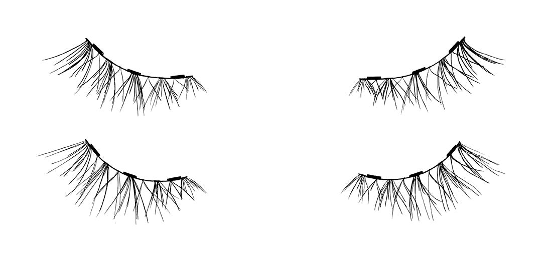 Complete set of upper & lower Ardell Magnetic Accents 003 false lashes for the left & right eyes on white background