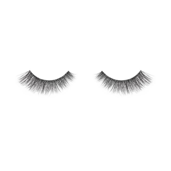 Ardell 3D Faux Mink 859 Lashes laid flat to show fluffy, crisscross layering and tapered tips.