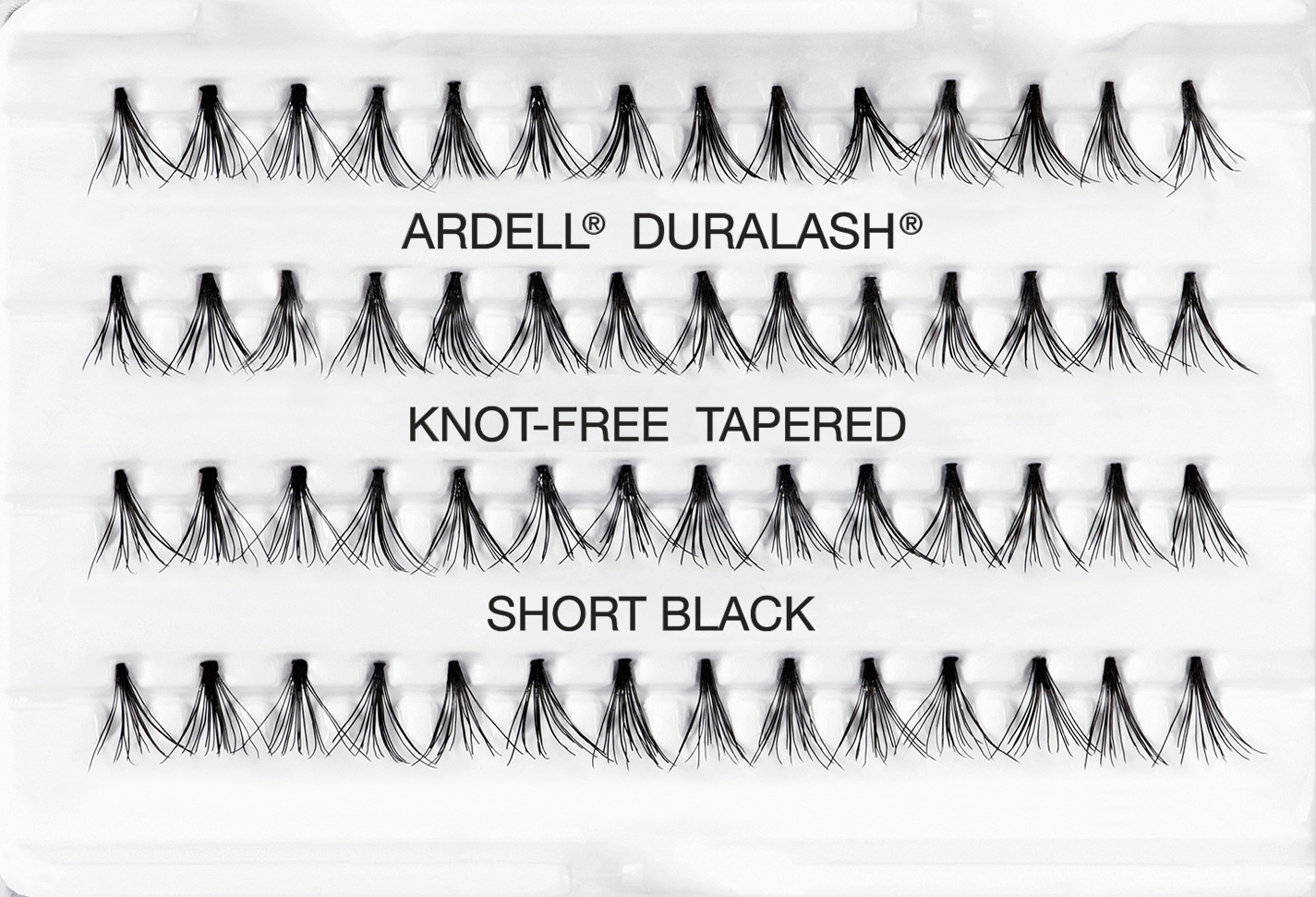 Complete Ardell Soft Touch Individuals Short set of 56 tapered tip false lashes arranged in inner packaging  