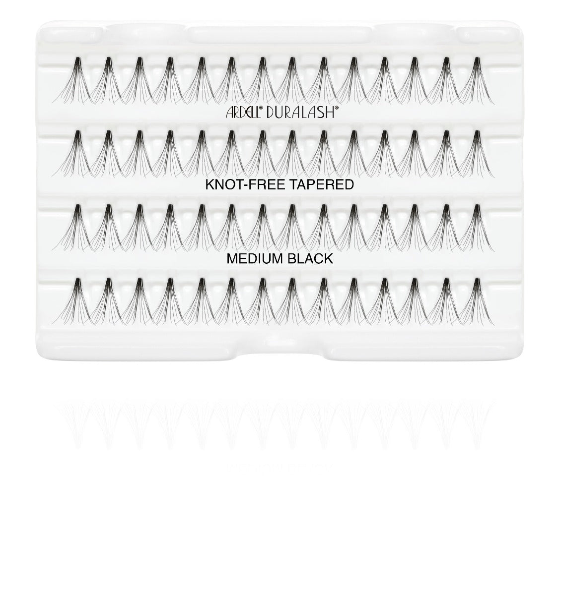 Complete Ardell Soft Touch Individuals Medium set of 56-knot free tapered tip false lashes in inner plastic packaging  
