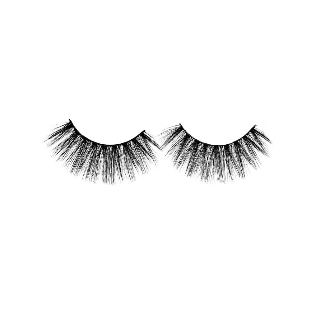 Ardell wispy black strip lashes with crisscross fibers for voluminous lift and a fluttery, eye-opening effect.