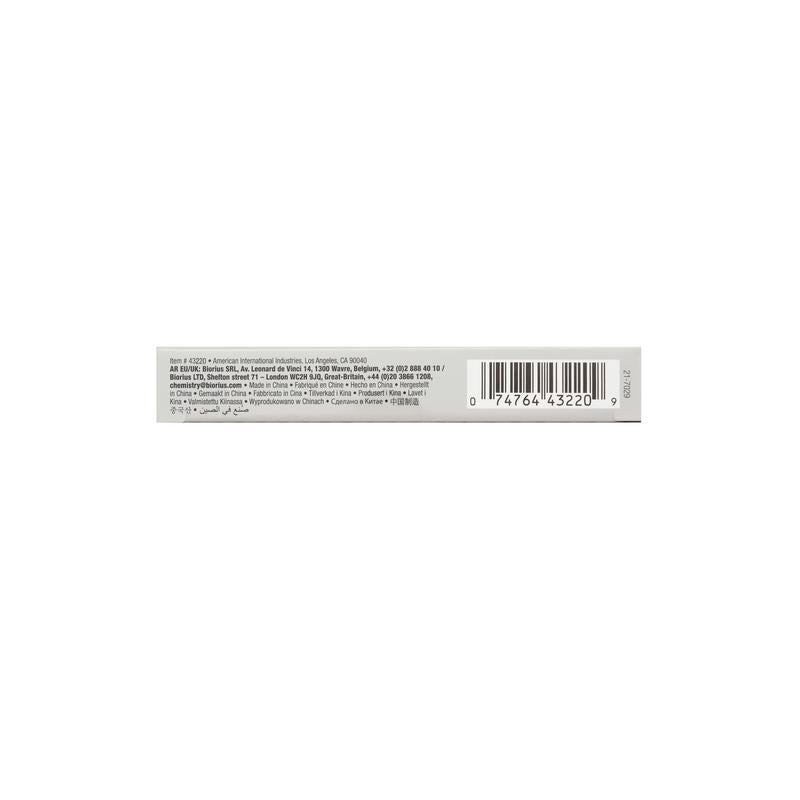 Product label with a barcode on a white background