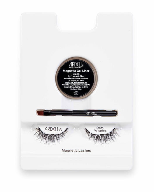 Ardell Magnetic Liner & Lash, Demi Wispies in inner packaging featuring magnetic gel liner, brush, & 1 pair false lashes