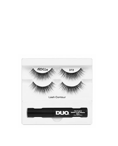 Ardell Lash Contour 372 lashes for a lifted, defined lash line look, paired with DUO lash adhesive.