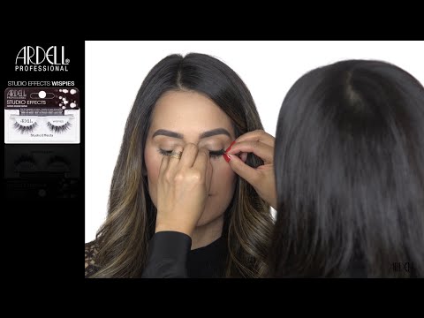 Ardell Studio Effects Wispies being applied by a makeup artist for bold, professional lash enhancement.