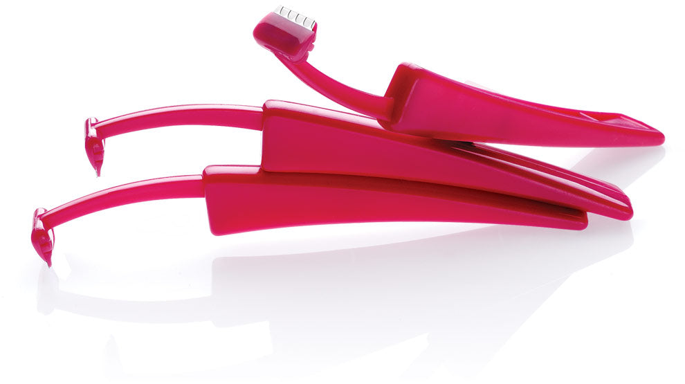 3 stacked Ardell Precision Brow Shaper tools with top one facing upward to its show small blade