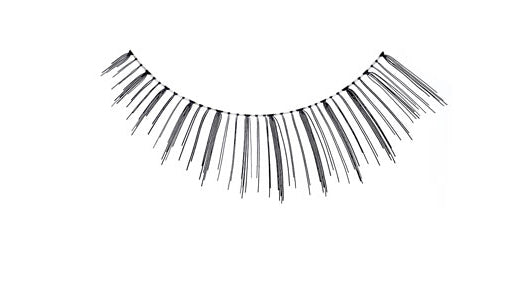 Closeup of Ardell Natural 125 faux strip lash in a spiky, separated style for a bold and edgy eye look.