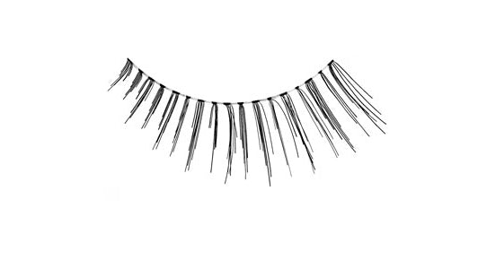 Close-up of an Ardell Natural 116 false lash for the left eye featuring clustered lash fibers