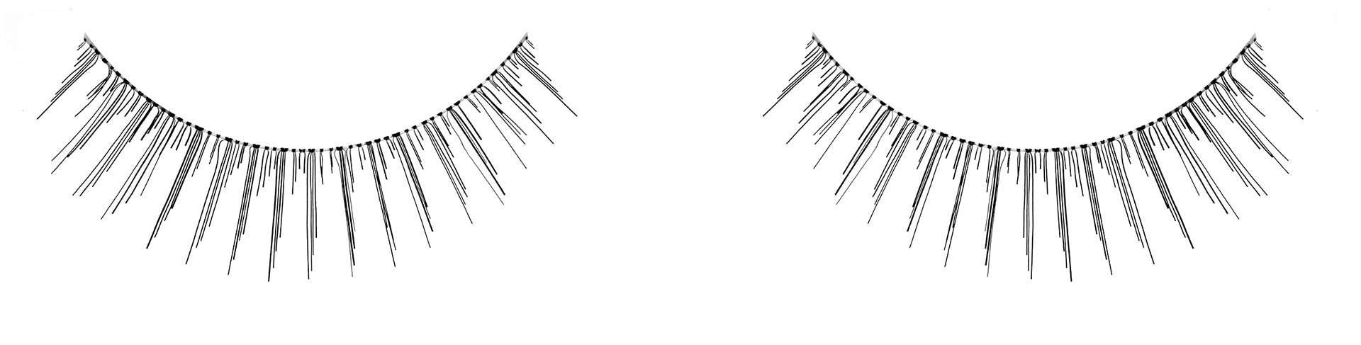 Ardell Natural Sexies Black on a white backround, featuring its spiky effect and a slightly winged lash