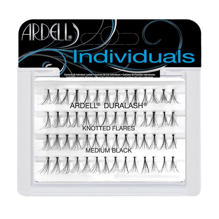 Front view of  an Ardell Duralash Flare - Medium false lashes set in retail wall hook packaging