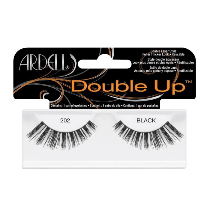 A pair of Ardell Double Up 202 featuring its more dramatic look & double layer lash style 