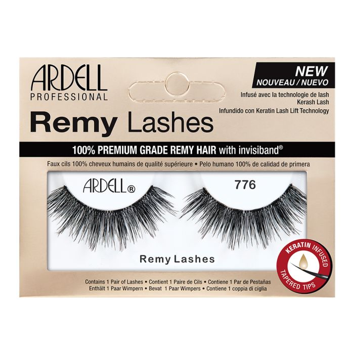 Front view of an Ardell Remy Lash 776 faux lashes set in complete retail wall hook packaging