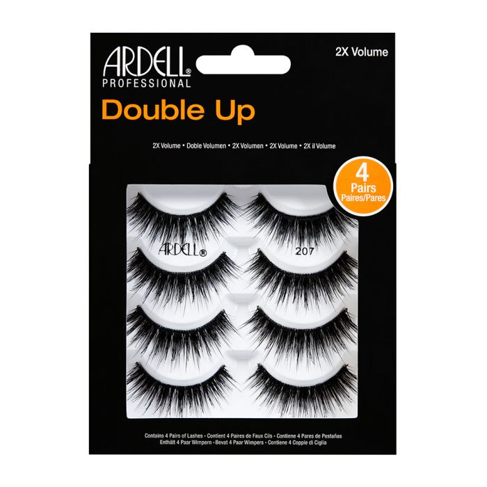 Frontview of a wall-hook ready retail pack of Ardell Professional Double Up with 4 pairs with printed label