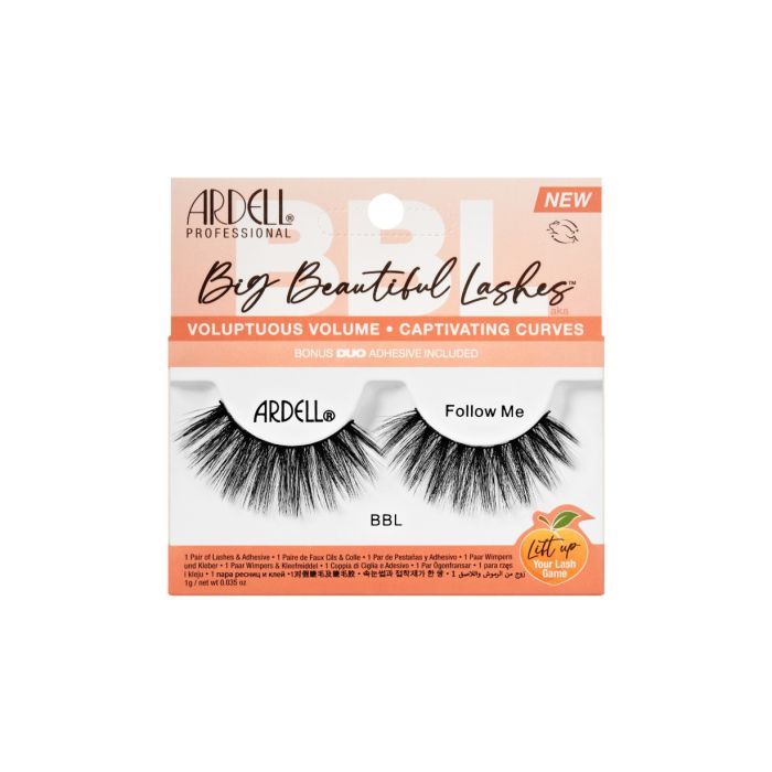 Front facing of Ardell Big Beautiful Lashes Follow Me wall-hook ready pack with printed product details and information 