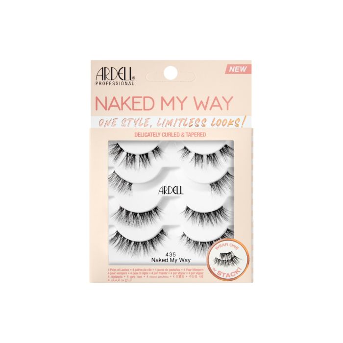 Front View of Naked My Way Lashes 435  retail wall hook box 