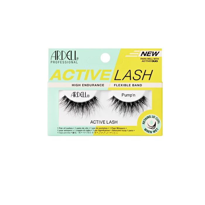 Front view of Ardell Active Lash Pump'n wall-hook ready retail box