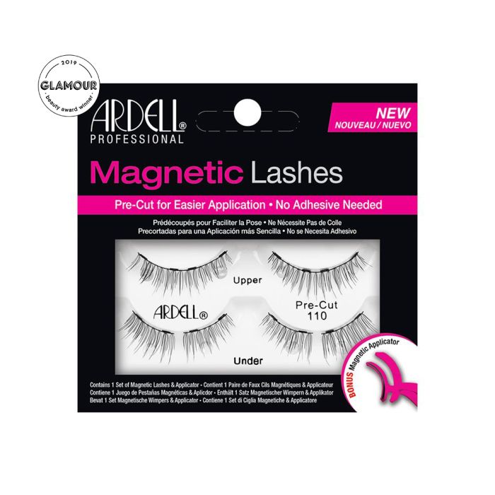 Front view of full Ardell Pre-cut Magnetic Lash 110 set in complete retail wall hook packaging