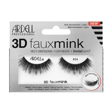 A set of Ardell Fauxmink 854 in 4 pairs was placed inside its retails packaging with printed text