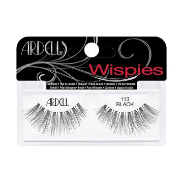 A closeup shot of Ardell Wispies 113 featuring its medium-level volume with an extra-long length