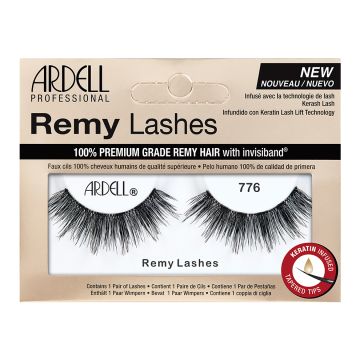 Front view of an Ardell Remy Lash 776 faux lashes set in complete retail wall hook packaging